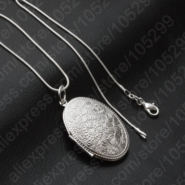 Vintage Photo Locket Necklace 925 Sterling Silver Pendant Necklace
