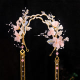 Pink Flower Headbands Fringe Tassel Hairbands Pearl Hair Hoops