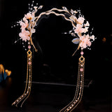 Pink Flower Headbands Fringe Tassel Hairbands Pearl Hair Hoops
