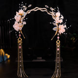 Pink Flower Headbands Fringe Tassel Hairbands Pearl Hair Hoops