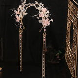 Pink Flower Headbands Fringe Tassel Hairbands Pearl Hair Hoops