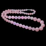 Vintage Pink Quartz Beaded Necklace Round Semi-Precious Stones