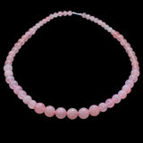 Vintage Pink Quartz Beaded Necklace Round Semi-Precious Stones