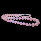 Vintage Pink Quartz Beaded Necklace Round Semi-Precious Stones