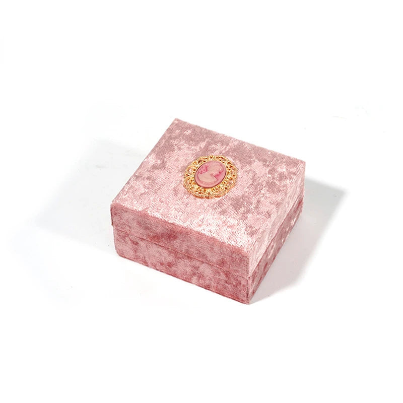 Vintage Pink Velvet Ring Box Pendant Necklace High End Jewelry Display