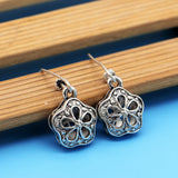 925 Sterling Silver Plum Flower Earrings Hollow Pattern Woman Charm Jewelry