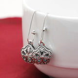 925 Sterling Silver Plum Flower Earrings Hollow Pattern Woman Charm Jewelry