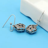 925 Sterling Silver Plum Flower Earrings Hollow Pattern Woman Charm Jewelry