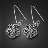 925 Sterling Silver Plum Flower Earrings Hollow Pattern Woman Charm Jewelry