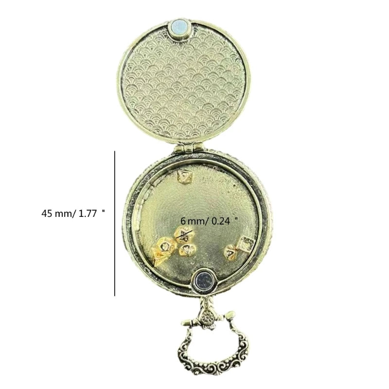 Vintage Pocket Watch Pendant Dice Set Keychain