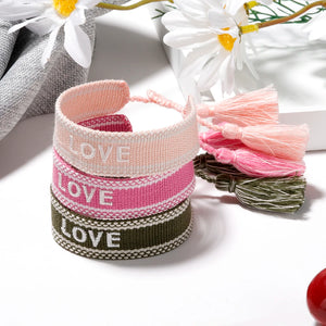 Vintage Tassel Webbing Wristband Bracelets for Women