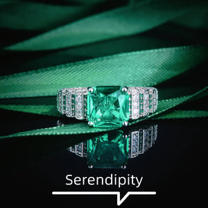 Vintage Princess Cut Green CZ Ring Silver Ladies Wedding Engagement Jewelry