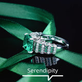 Vintage Princess Cut Green CZ Ring Silver Ladies Wedding Engagement Jewelry