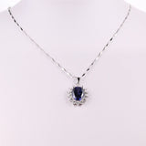Princess Sapphire Pendant Necklace with Silver Chain