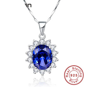 Princess Sapphire Pendant Necklace with Silver Chain