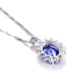 Princess Sapphire Pendant Necklace with Silver Chain