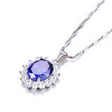 Princess Sapphire Pendant Necklace with Silver Chain