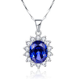 Princess Sapphire Pendant Necklace with Silver Chain