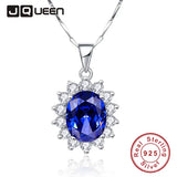Princess Sapphire Pendant Necklace with Silver Chain