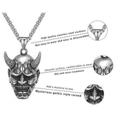 Vintage Punk Ghost Skull Mask Pendant Necklace Mens 316L Stainless Steel