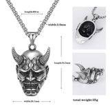Vintage Punk Ghost Skull Mask Pendant Necklace Mens 316L Stainless Steel