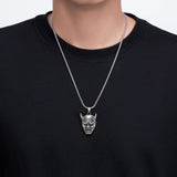 Vintage Punk Ghost Skull Mask Pendant Necklace Mens 316L Stainless Steel