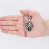 Vintage Punk Ghost Skull Mask Pendant Necklace Mens 316L Stainless Steel