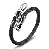 Vintage Punk Steel Dragon Bracelet Men's Cable Bangle
