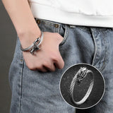 Vintage Punk Steel Dragon Bracelet Men's Cable Bangle