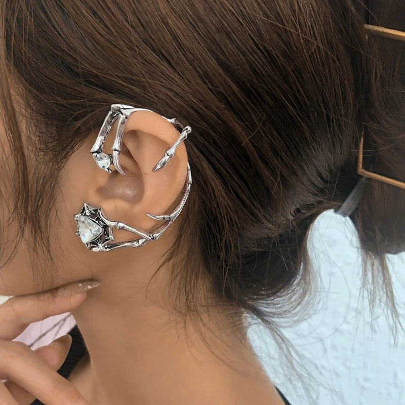 Vintage Punk Rose Dragon Ear Cuff Gothic Ear Climber Earrings