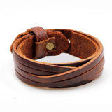 Vintage Punk Leather Bracelet Bangle for Men Leather Wristband