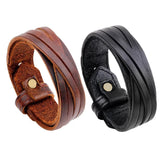 Vintage Punk Leather Bracelet Bangle for Men Leather Wristband