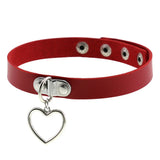 Vintage Punk Geometric Red PU Leather Heart Choker Necklace