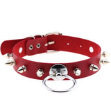Vintage Punk Geometric Red PU Leather Heart Choker Necklace