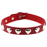 Vintage Punk Geometric Red PU Leather Heart Choker Necklace