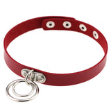 Vintage Punk Geometric Red PU Leather Heart Choker Necklace