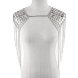 Vintage Punk Harness Bikini Body Link Epaulet Chain Necklace