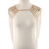 Vintage Punk Harness Bikini Body Link Epaulet Shoulder Chain Necklace Collar