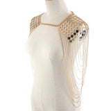 Vintage Punk Harness Bikini Body Link Epaulet Shoulder Chain Necklace Collar