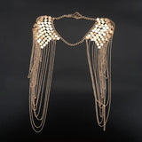 Vintage Punk Harness Bikini Body Link Epaulet Shoulder Chain Necklace Collar