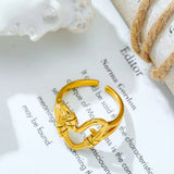 Vintage Punk Hollow Out Heart Ring Golden Open Index Finger Wedding Jewellery