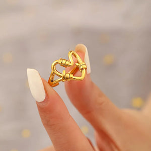 Vintage Punk Hollow Out Heart Ring Golden Open Index Finger Wedding Jewellery