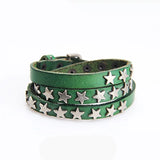 Vintage Punk Leather Bracelets Multi-layer Star Bangles