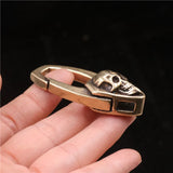 Vintage Punk Men Copper Skull Face Car Keychain Trinket