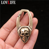 Vintage Punk Men Copper Skull Face Car Keychain Trinket