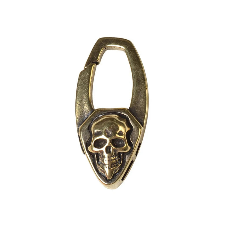 Vintage Punk Men Copper Skull Face Car Keychain Trinket