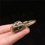 Vintage Punk Men Copper Skull Face Car Keychain Trinket