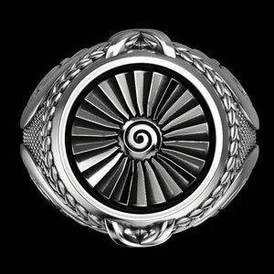Vintage Punk Men's 925 Silver Turbine Ring