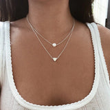 Vintage Punk Layer Necklace Stars Hearts Stripe Pearl Pendants Bohemian Gift