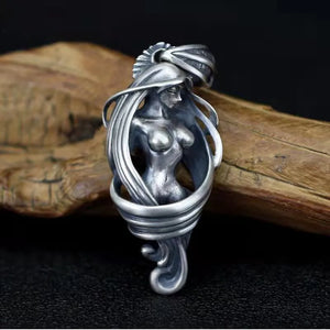 Vintage Punk Mythology Metal Sexy Angel Goddess Pendant Necklace